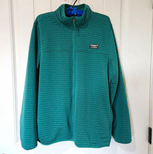 L.L.Bean Women's Airlight XL Regular Green Full Zip Ribbed Hoodie Mock Neck picture