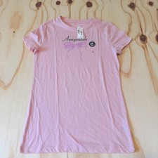 Aeropostale Shirt Juniors M Pink Crew Neck Short Sleeve Bow Graphic Tee picture