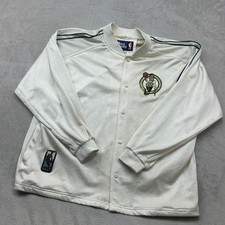 Vintage Pro Player Boston Celtics Warm Up Jacket Mens Large Cream NBA Snap Front picture