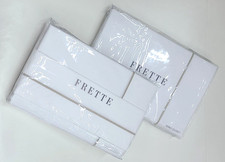 Frette One Bourdon King Sheet Set & Duvet Cover White/Sepia 5 Pc Cotton Percale picture