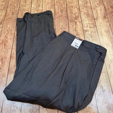 Roundtree & Yorke TravelSmart Dress Pants Mens 54x32 Gray Pleated Cuffed Big Man picture