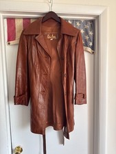 Vintage 70s Women's Skin Gear Lambskin Leather Mid-Length Coat Size 12 picture