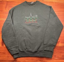 Vintage Central Park New York NYC Crewneck Sweatshirt Green Embroidered Sz M picture