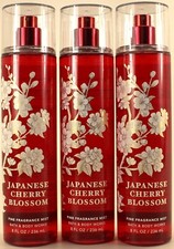 QTY 3 - Bath & Body Works JAPANESE CHERRY BLOSSOM Fine Fragrance Body Mist Spray picture