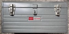 VTG Craftsman Mechanics Metal Toolbox Gray 18” x 9” x 8” w/ Red Tray SHIPS FREE picture