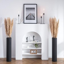 Sziqiqi Black Tall Floor Vase, Metal Modern Cylinder 2 Pcs Vases, picture