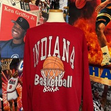 Vintage 90s Indiana Basketball Crewneck Sweatshirt Mens Red College Sz 2XL picture