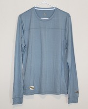Tracksmith Men's Harrier Long Sleeve Crewneck Merino Wool Light Blue Shirt LARGE picture