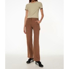Aritzia Sunday Best Oscar Pant 6 Carpenter Cargo Brown Cognac Organic Cotton NWT picture