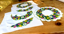Vintage Swedish Mid-Century Linen Floral Placemats - Gocken/Liselette Jobs B381 picture