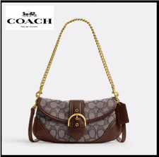 COACH CAN45 Soho Bag 25 In Signature Jacquard Oak Maple Brass Outlet Brown NEW picture