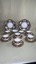 Antique Royal Crown Derby Cobalt Blue Heavy Gilt Trios & Serving Plates #2341 picture