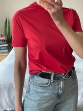 PRADA triangle detail red cotton t-shirt S picture
