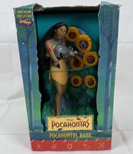 Vintage Disney Pocahontas & Meeko Sunflower Coin Bank Just Toys 1995 NEW 90s Toy picture