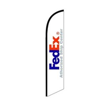 FedEx Ship Center White Swooper Flutter Feather Flag | 3ft W x 11.5ft Tall picture