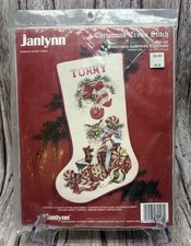 Vintage JANLYNN Kitten Christmas Surprise Stocking Cross Stitch 80-127 picture