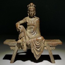 Blessing Chinese Bronze Buddha Handmade Kwan-yin Statue Collect Fengshui Netsuke picture