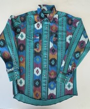 Wrangler VTG 80s 90s BrushPopper Pearl Snap Shirt Mens 16-1/2x35 X-long Tails Lg picture
