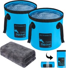 2 Pack Collapsible Bucket 5 Gallon Container Folding Water Bucket Portable Wash picture