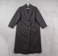 Vintage Jofeld Trench Coat Womens XL Charcoal Wool Button Duster Old Money 80s picture