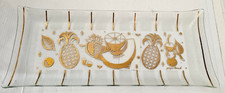 Vintage Georges Briard Ambrosia Glass Serving Tray Pineapple MCM Gold 14