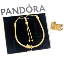NEW 100% PANDORA 14K Gold Handwritten Love Charm + Bracelet Gift Set B802559 picture