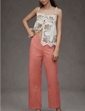 Pilcro/Anthropologie The Izzie Relaxed Pull On Barrel Pants Tea Rose Medium X16 picture