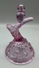 Vtg Fenton Dusty Rose Owl Tree ring holder Cabbage Rose Base Original Sticker picture