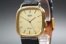 Vintage 1982 [Exc+4] SEIKO Dolce 6030-5420 Gold dial 29mm QZ Men's Watch JPN picture