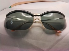 RARE  Vintage  RENAULD OF FRANCE SIXTY ONESunglasses Silver and GREEN LENSES picture