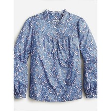 J. Crew Women's Button-Front Ruffleneck Popover Liberty Bourton Bloom Size M picture