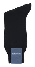 NWT BRESCIANI SOCKS 2 PAIRS LOT calf length solid blue cotton luxury Italy XL picture
