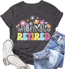 Floral Retirement T-Shirt for Women - Nana & Teacher Design Tops picture