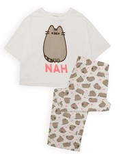 Pusheen Short Sleeve Long Leg Pyjama Set | Womens Cream | Official Merch picture