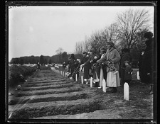 Photo:Cemetery 1923 Funeral Burial Graveside Women Mourners Floral Wreaths picture