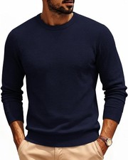 Men's Crewneck Knit Sweater Casual Pullover Warm Long Sleeve Top picture