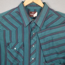 Wrangler Men's Short Sleeve Shirt XXL Stripe Pearl Snap Auto Mechanic Damage picture