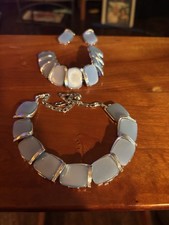 Vintage 1950S Necklace Bracelet Clip Earrings Signed LISNER C picture