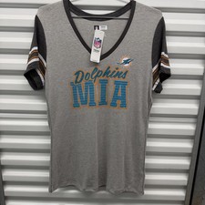 Miami Dolphins Women’s Graphic T-shirt NFL Team Apparel XL Gray Teal MIA New NWT picture
