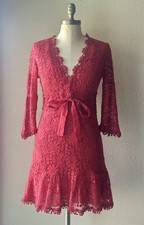 Temptation Positano Tectite Red Cotton Lace Mini Dress Size S Made in Italy Boho picture
