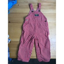 Vintage Oshkosh B'gosh Cotton Overalls, Train Conductor Red White Stripe 24M picture