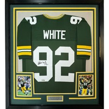 Framed Facsimile Autographed Reggie White 35x39 Green Jersey picture