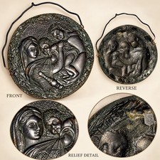 Vintage Madonna della Seggiola Raphael Style Metal Relief Wall Plaque picture