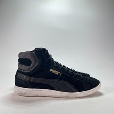 Puma Vikky Mid Twill Black Suede Gold High Top Sneakers 362629-03 Womens Size 10 picture
