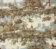 COVINGTON AVONDALE 107 VINTAGE HUNTING FISHING TOILE LINEN FABRIC BY YARD 54
