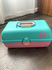 Vintage 80s/early 90s Caboodle Pink & Turquoise Plastic Makeup Case picture