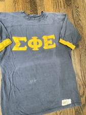 Vintage 50s 60s Russell Jersey T Shirt Blue Sigma Phi Epsilon Mens Sz L  picture