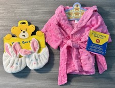 NWT Build-A-Bear Workshop BABW Clothes Soft Pink Bathrobe & Feathery Slippers picture