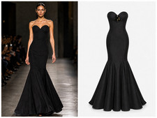 Vintage Badgley Mischka Couture Collection Black Mikado Mermaid Gown sz 4 picture