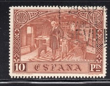 Spain 1930 Airmail C42 Columbus in his Cabin Commemorative 10 Pts. - Used F/VF picture